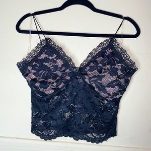Black Lace Crop Top